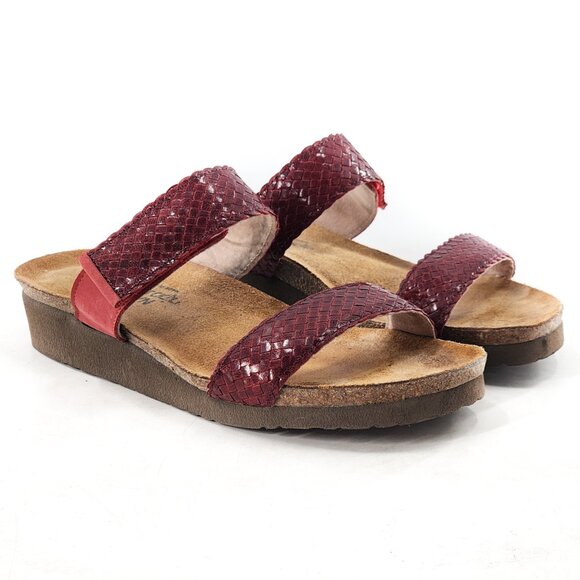 NAOT Blake Woven Leather Low Wedge Slide Sandals - Picture 4 of 6